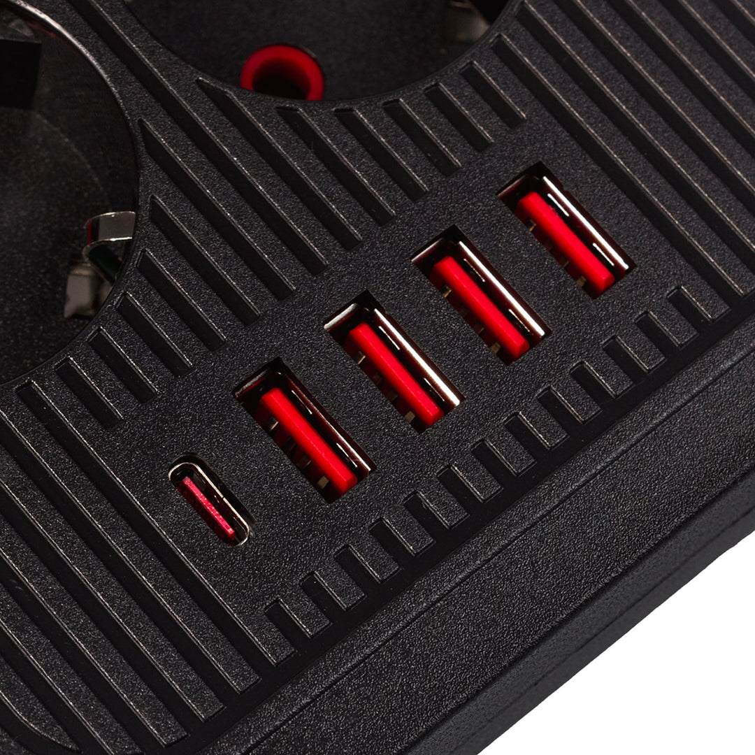 Maclean produžni kabel s 6 utičnica + 4 USB priključka, 110-240V AC 50/60Hz, 2,1A max 2500W, 3m, crni, MCE391 B