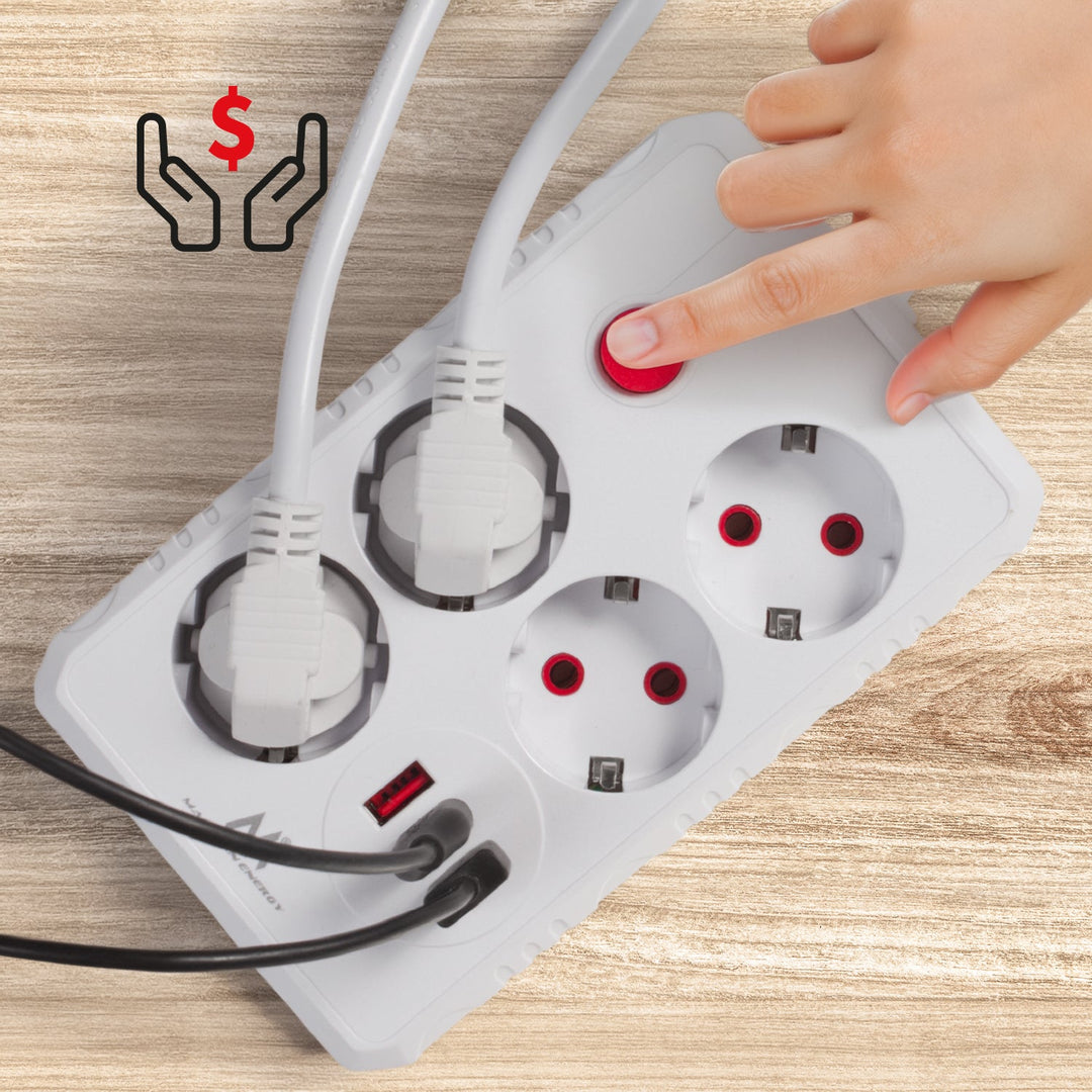 Maclean produžni kabel s 4 utičnice + 3xUSB, 110-240V AC 50/60Hz, 2.1A max 2500W, 3m, bijeli, MCE393 W