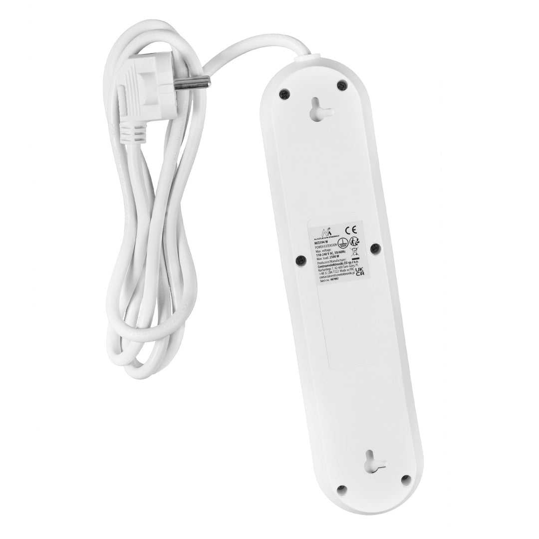 Maclean produžni kabel s 3 utičnice + 3xUSB, 110-240V AC 50/60Hz, 2.1A max 2500W, 1.5m, bijeli, MCE394 W