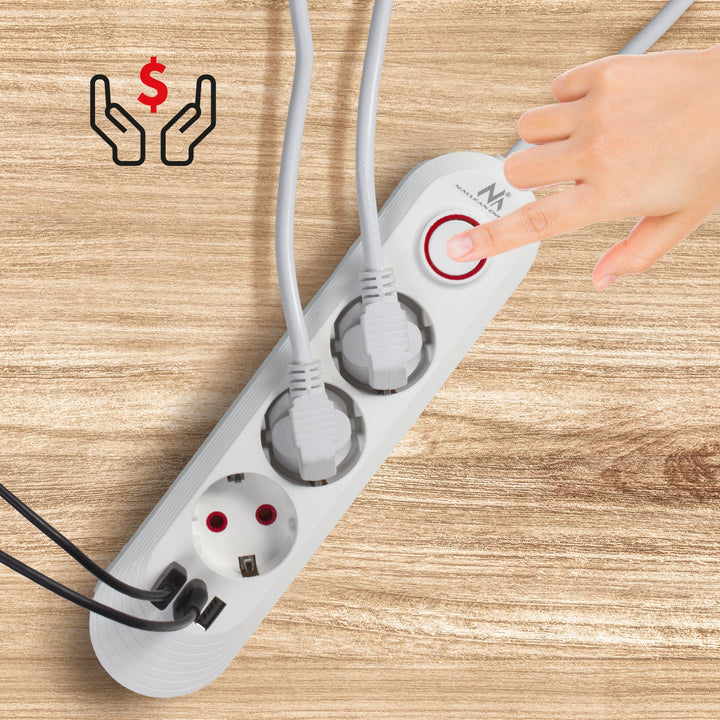 Maclean produžni kabel s 3 utičnice + 3xUSB, 110-240V AC 50/60Hz, 2.1A max 2500W, 1.5m, bijeli, MCE394 W