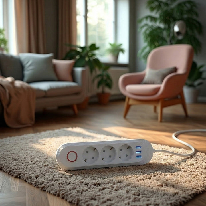 Maclean produžni kabel s 3 utičnice + 3xUSB, 110-240V AC 50/60Hz, 2.1A max 2500W, 1.5m, bijeli, MCE394 W