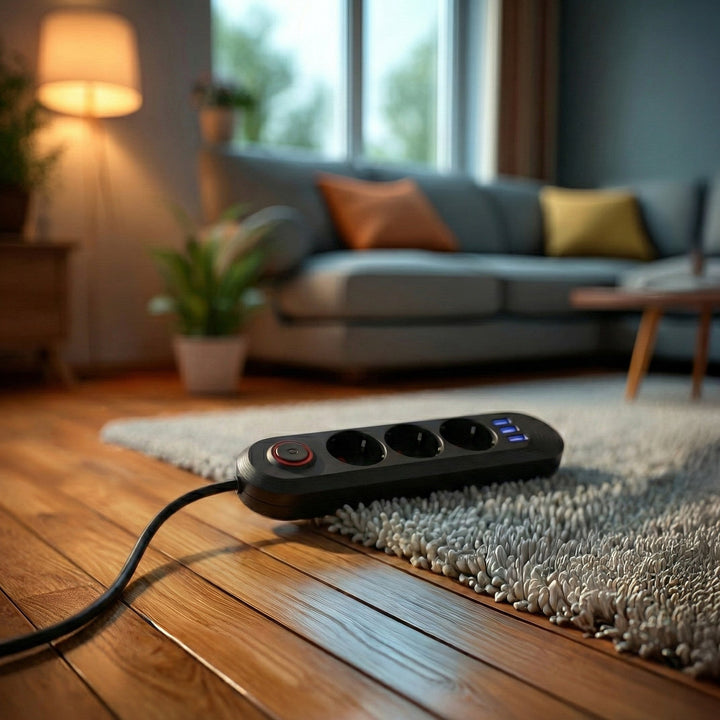 Maclean produžni kabel s 3 utičnice + 3xUSB, 110-240V AC 50/60Hz, 2.1A max 2500W, 1.5m, crna, MCE394 B