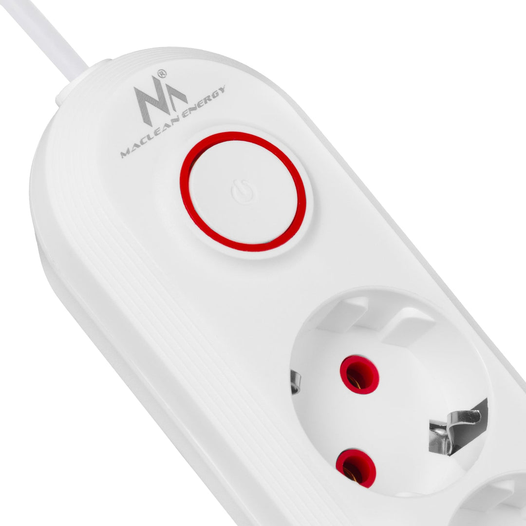 Maclean produžni kabel s 5 utičnica + 3xUSB, 110-240V AC 50/60Hz, 2.1A max 2500W, 1.5m, bijeli, MCE395 W