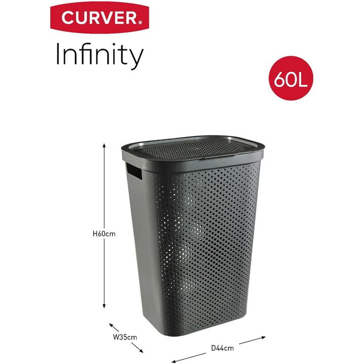 Curver Infinity reciklirana košara za rublje 60 l, tamnosiva