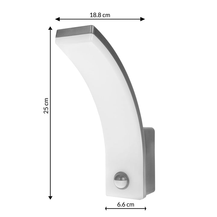 Maclean LED lampa s senzorom pokreta, PIR senzor pokreta, siva, 20 W, IP65, 2000 lm, neutralno bijela boja (4000 K) MCE512 GR, 4 komada