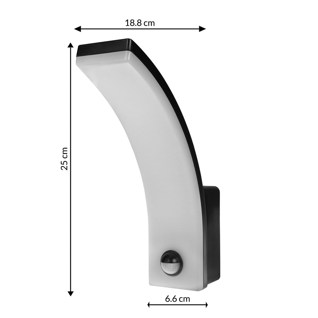 Maclean LED lampa s senzorom pokreta, PIR senzor pokreta, crna, 20 W, IP65, 2000 lm, neutralno bijela boja (4000 K) MCE512 B, 2 komada