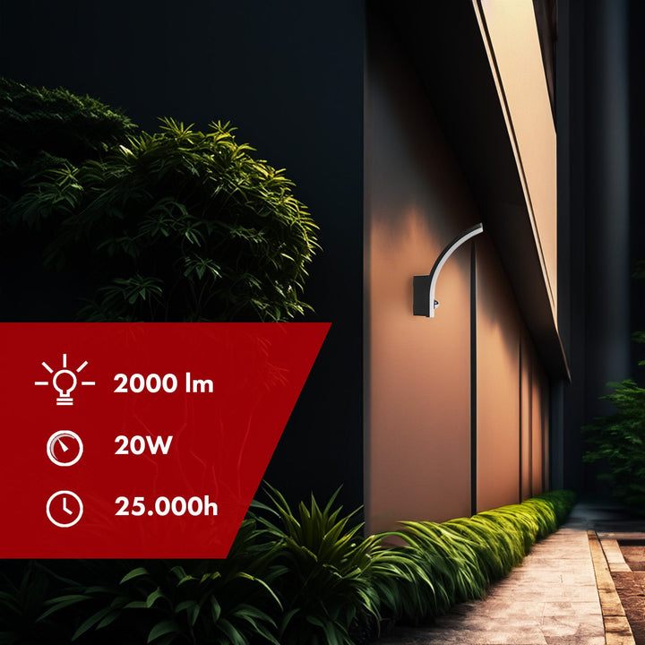 Maclean LED lampa s senzorom pokreta, PIR senzor pokreta, crna, 20 W, IP65, 2000 lm, neutralno bijela boja (4000 K) MCE512 B, 4 komada