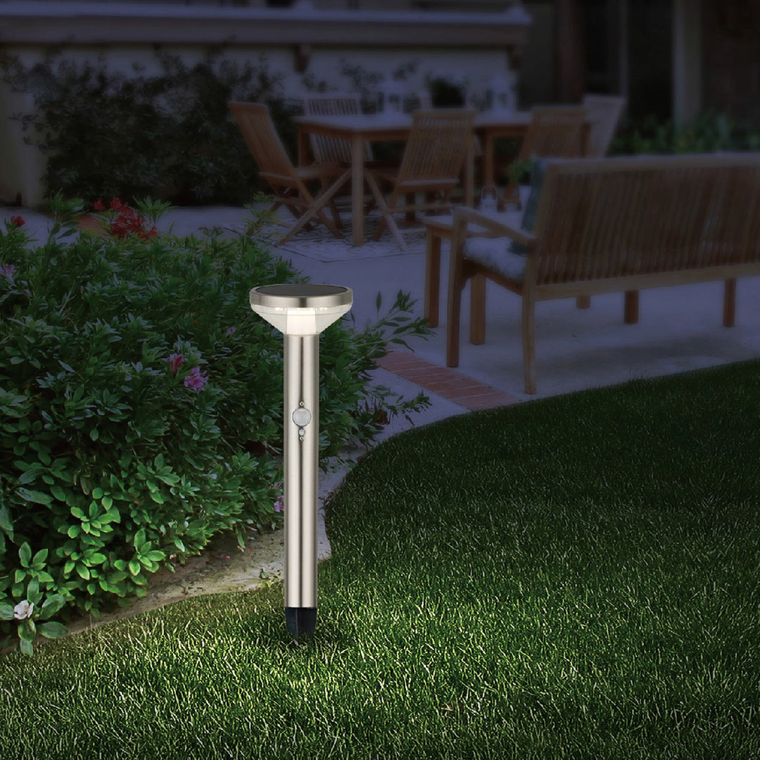 Maclean solarna LED lampa, s senzorom, 3 načina rada, za zabijanje u tlo, Li-ion 18650, IP44, 3,7 V, 1200 mAh, mat krom, MCE465 C/M, 6 komada