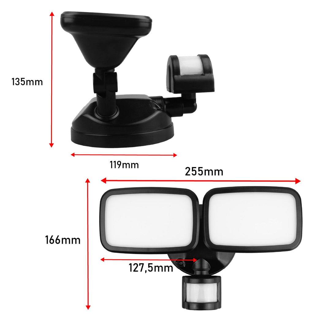 Maclean LED zidna svjetiljka, s PIR senzorom, 20 W, 1500 lm, IP65, neutralno bijela 4000 K, crna, MCE524 B