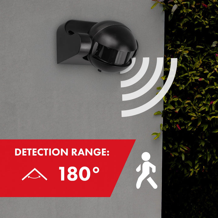 Maclean PIR senzor pokreta, infracrveni, IP44, crni s crnim poklopcem, domet 12 m, maksimalno opterećenje 300/1200 W, MCE358 B/B