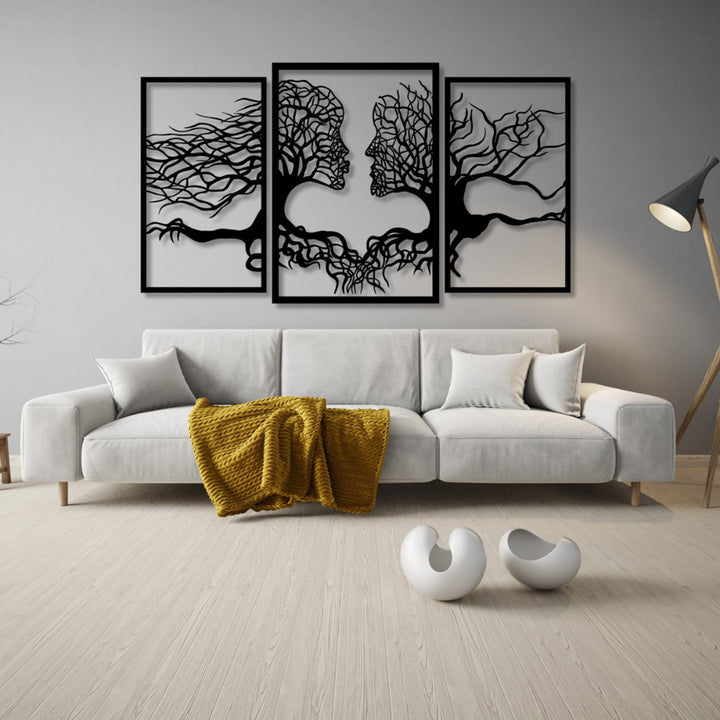 Eyoka prozirna slika, 3D zidna dekoracija, 3D slika "Lica s drveća" 150x90 cm crna