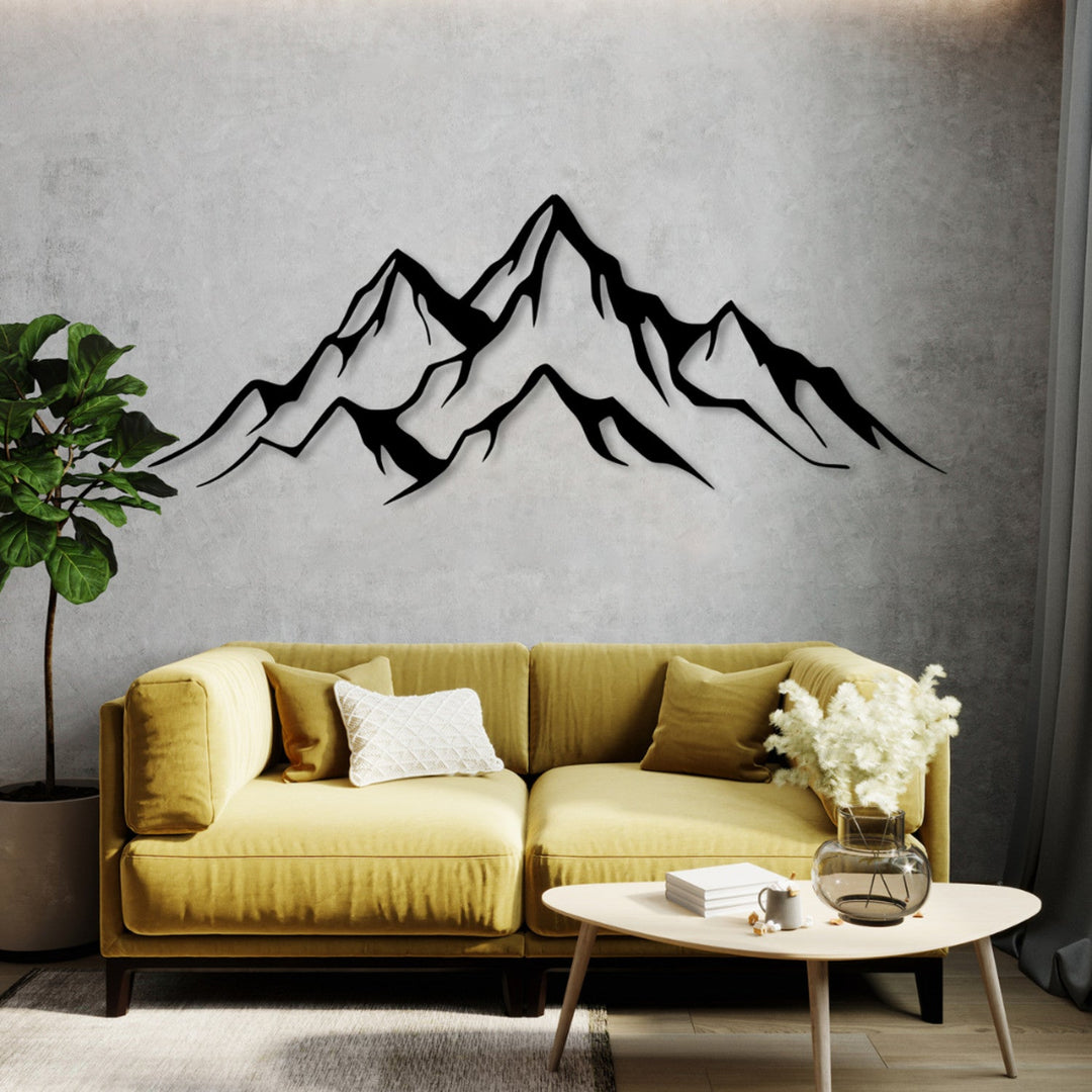 Prorezana slika, 3D zidna dekoracija, 3D slika "Planinska panorama" 67x23 cm crna