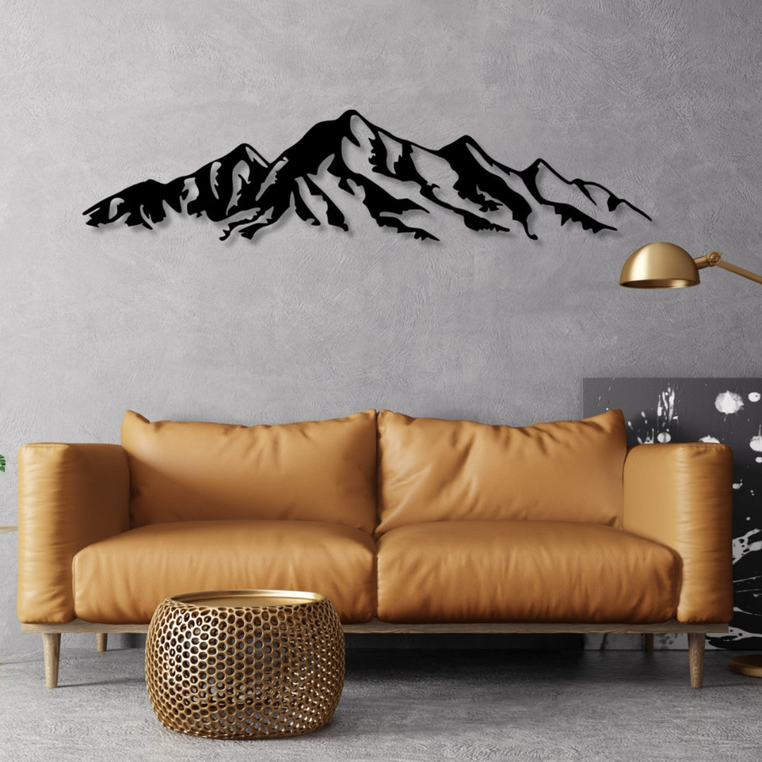 Prorezana slika, 3D zidna dekoracija, 3D slika "Alpske planine" 100x23 cm crna