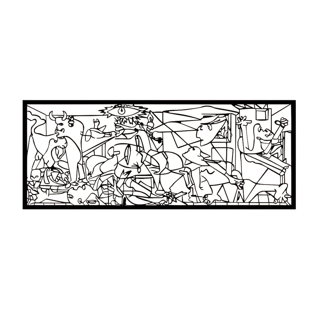 Prorezbarena slika, 3D zidna dekoracija, 3D slika "Guernica Pablo Picasso" 120x48 cm crna