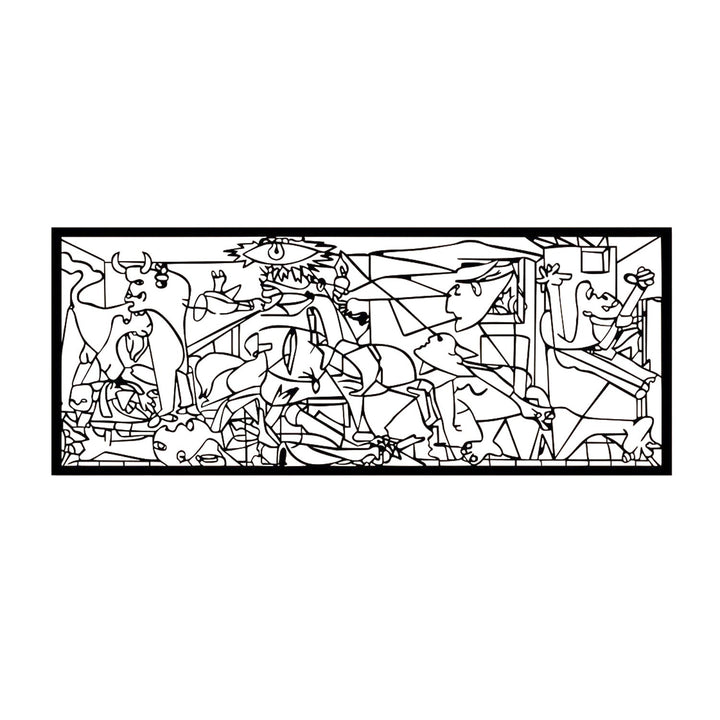 Prorezbarena slika, 3D zidna dekoracija, 3D slika "Guernica Pablo Picasso" 67x27 cm crna