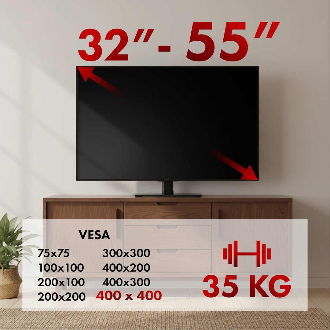 Maclean univerzalni TV stalak, za TV ormarić, stalak, max. 35 kg, rotacija 20°, za TV od 32 do 55", MC-132