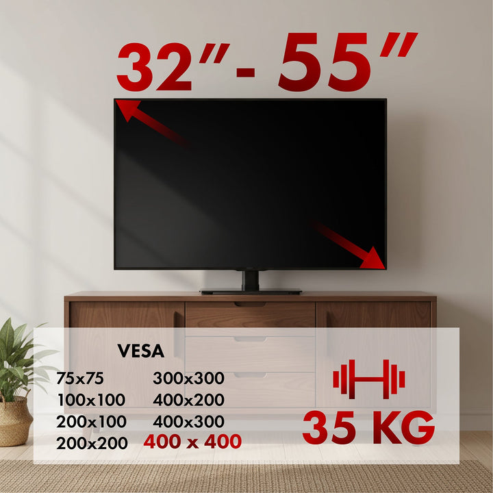 Maclean univerzalni TV stalak, za TV ormarić, stalak, max. 35 kg, rotacija 20°, za TV od 32 do 55", MC-132