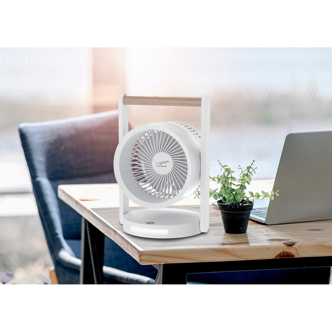 LTC bežični stolni ventilator, noćna svjetiljka i LED zaslon, 5 postavki brzine, 3600 mAh baterija, LXWB17