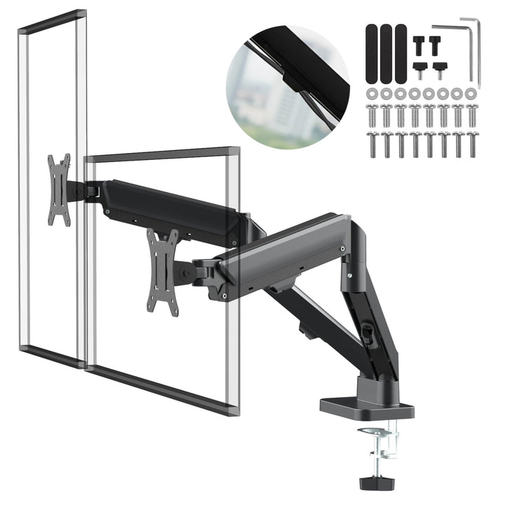 Maclean nosač za dva monitora, plinski opružni mehanizam, 17"-32", 2-10 kg, crni, MC-134