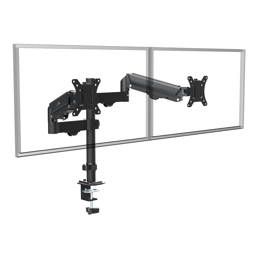 Maclean nosač za dva monitora, plinski opružni mehanizam, 17"-32", 2-10 kg, crni, MC-136