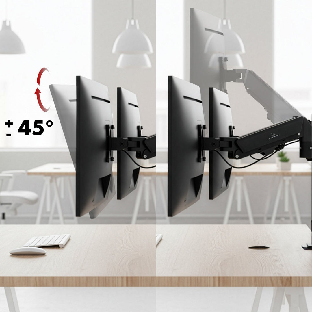 Maclean nosač za dva monitora, plinski opružni mehanizam, 17"-32", 2-10 kg, crni, MC-136