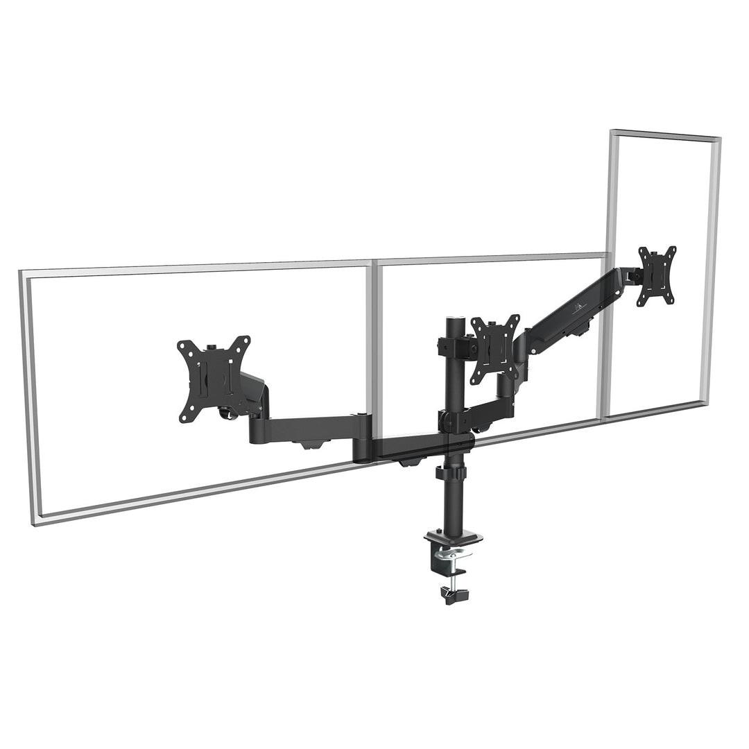 Maclean nosač za 3 monitora, plinski opružni sustav, 17"-27", 2-8 kg, crni, MC-137