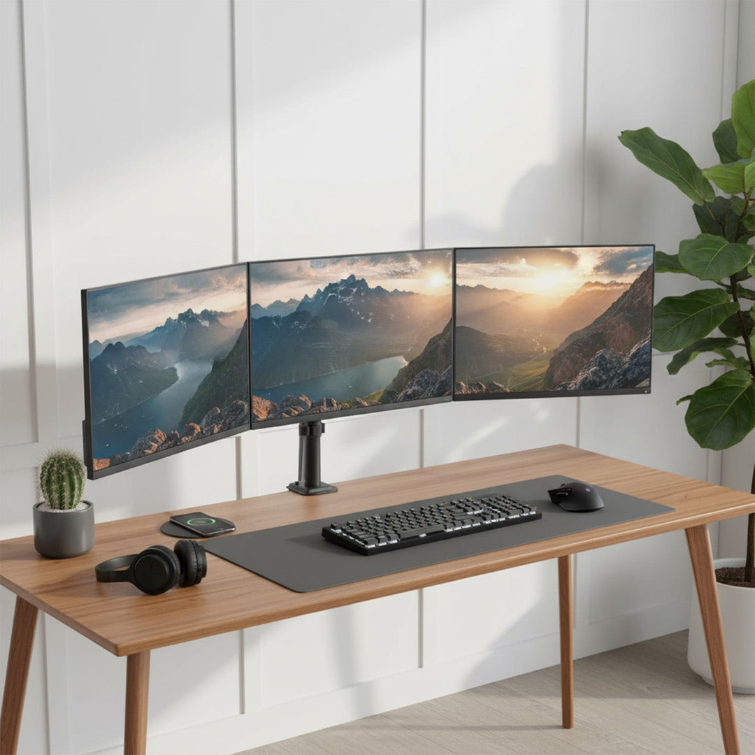 Maclean nosač za 3 monitora, plinski opružni sustav, 17"-27", 2-8 kg, crni, MC-137