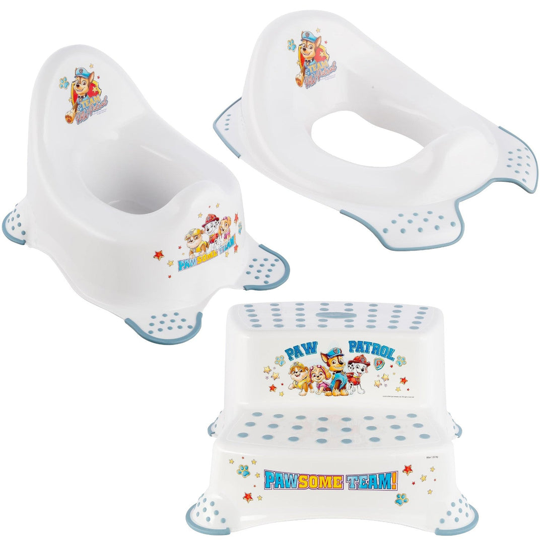 Psi Patrol neklizajuća navlaka za WC dasku – Paw Patrol + Psi Patrol neklizajući stupić za podizanje, max. 120 kg, dva stupnja + Psi Patrol neklizajući nošnjak, max. 15 kg