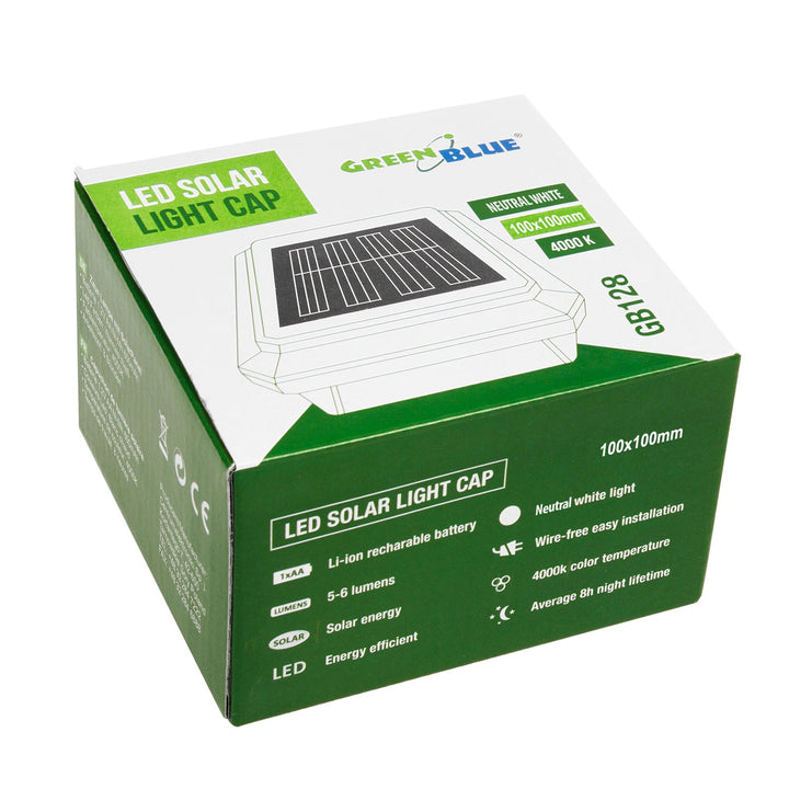 GreenBlue solarna LED lampa za stupove, 100x100 mm, s kapom u obliku omotnice, GB128, 4 komada