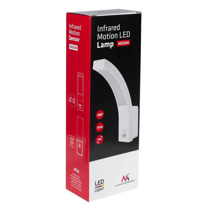 Maclean LED lampa s senzorom pokreta, PIR senzor pokreta, bijela, 10 W, IP54, 750 lm, neutralno bijela boja (4000 K) MCE244 W