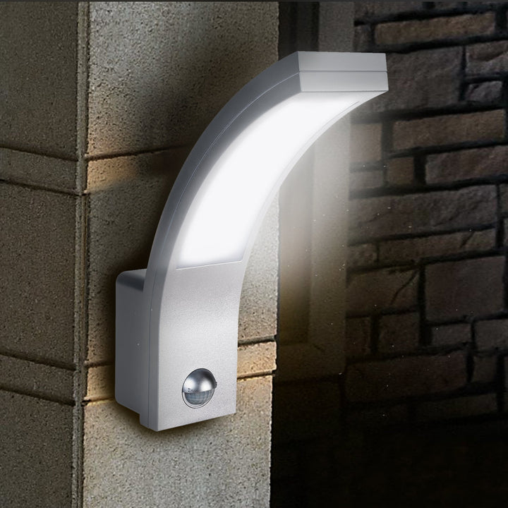 Maclean LED lampa s senzorom pokreta, PIR senzor pokreta, srebrna boja, 10 W, IP54, 750 lm, neutralno bijela boja (4000 K) MCE244 S, 2 komada