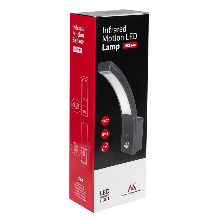 Maclean LED lampa s senzorom pokreta, PIR senzorom, crna, 10 W, IP54, 750 lm, neutralno bijela boja (4000 K) MCE244 B, 2 komada