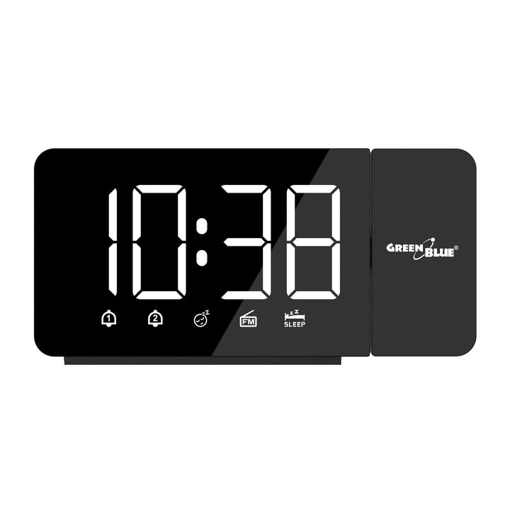 Digitalni LED radio-budilica s GreenBlue projektorom, FM radio, alarm, 12/24 sat, 5 V DC USB napajanje + CR2032, GB172