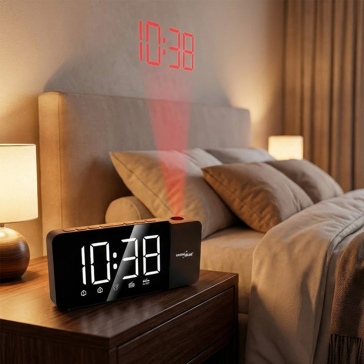 Digitalni LED radio-budilica s GreenBlue projektorom, FM radio, alarm, 12/24 sat, 5 V DC USB napajanje + CR2032, GB172