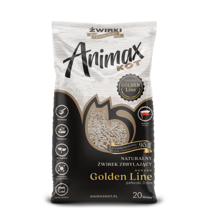 Grudasta mačja podloga, Animax Golden linija 3 mm, male pelete, vreća od 20 l