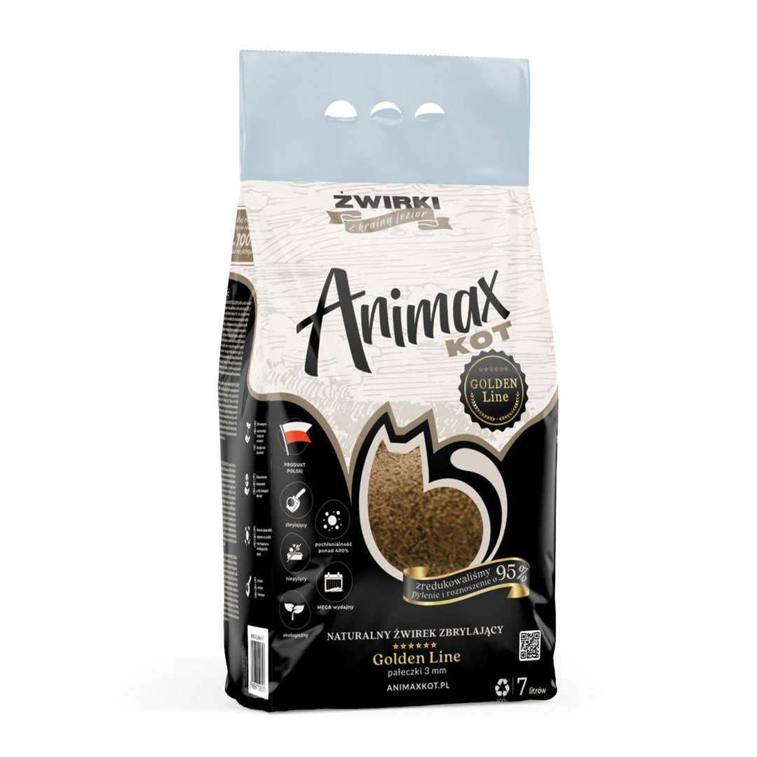Grudasta mačja podloga, Animax Golden linija 3 mm, male pelete, vreća od 7 l
