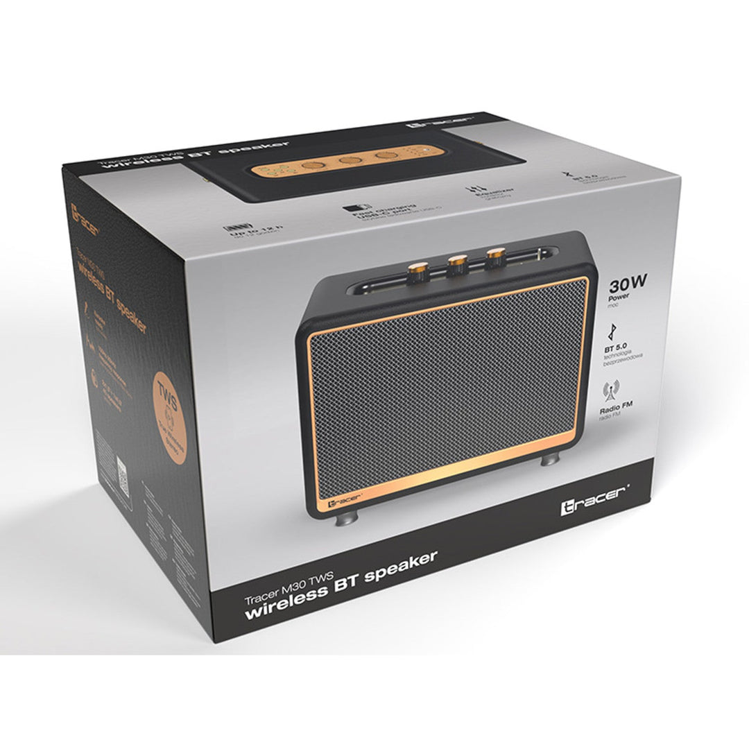 Tracer prijenosni zvučnik, Bluetooth, FM radio, 30W, crni, M30