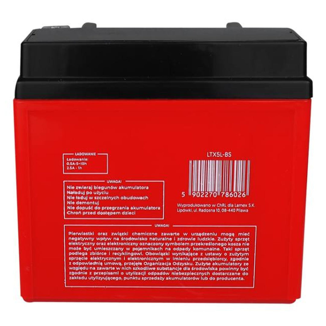 Lamex gel baterija, motocikl, 12V, 5Ah, LTX5L-BS