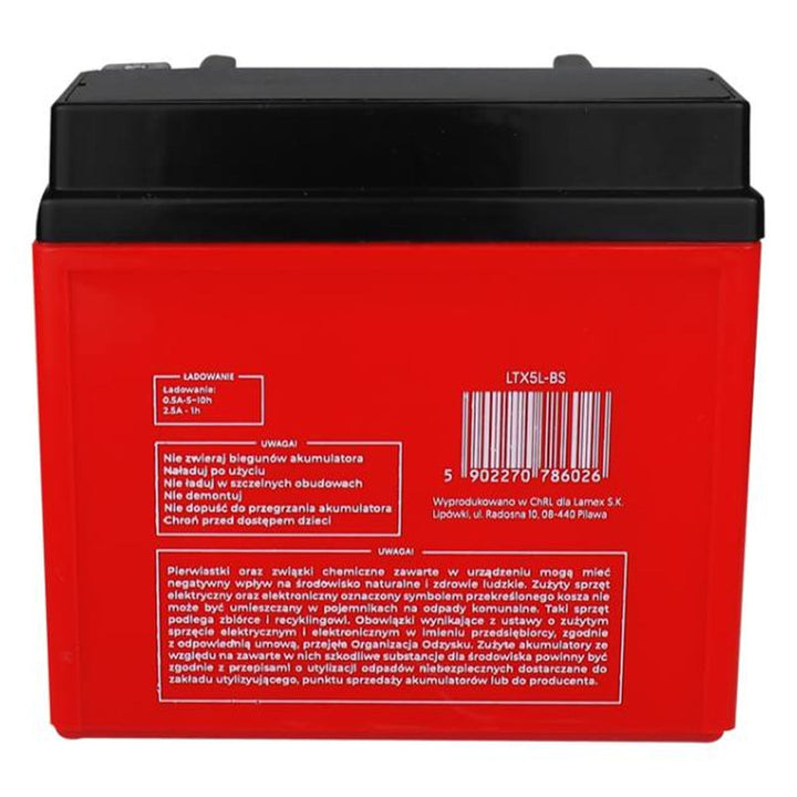 Lamex gel baterija, motocikl, 12V, 5Ah, LTX5L-BS