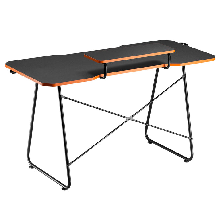 Gaming stol s policom za monitor NanoRS, max. 50 kg, visina 850 mm, crna, RS170 + organizator kabela/pokrivač stola Nano RS, 1345 mm, crna i crvena, RS125