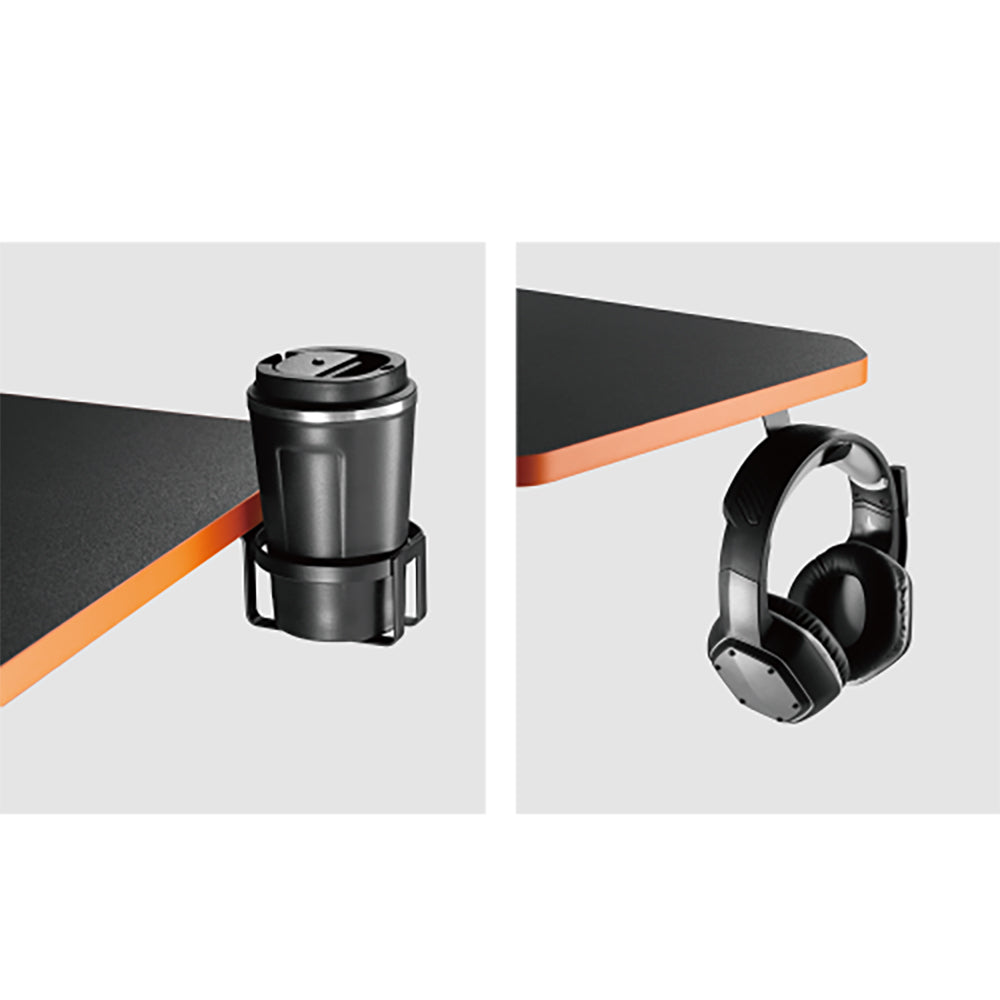 Gaming stol s policom za monitor NanoRS, max. 50 kg, visina 850 mm, crna, RS170 + organizator kabela/pokrivač stola Nano RS, 1345 mm, crna i crvena, RS125