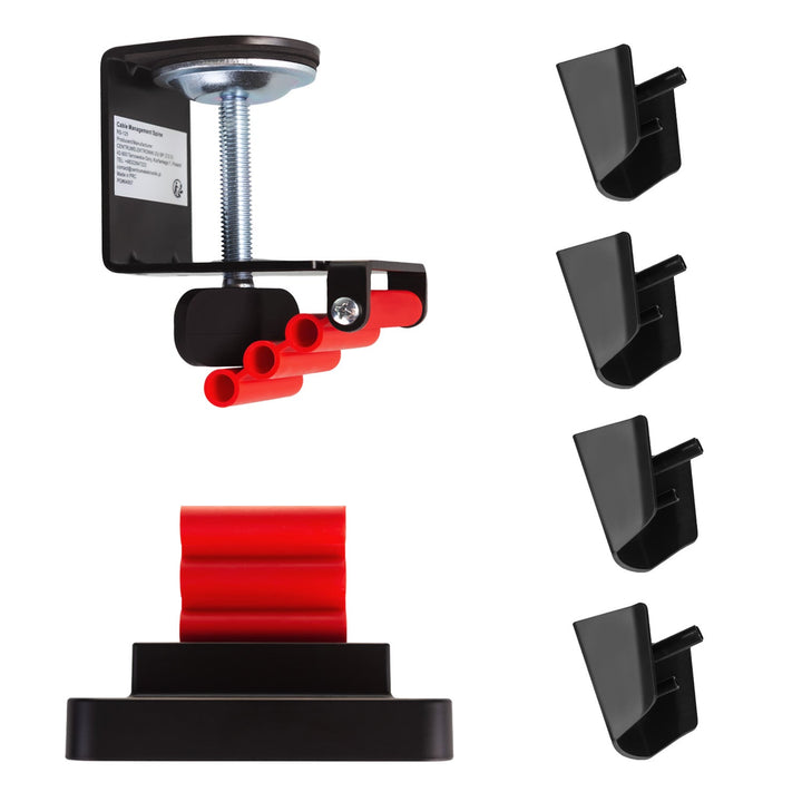 Gaming stol s policom za monitor NanoRS, max. 50 kg, visina 850 mm, crna, RS170 + organizator kabela/pokrivač stola Nano RS, 1345 mm, crna i crvena, RS125