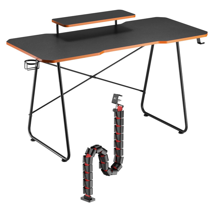 Gaming stol s policom za monitor NanoRS, max. 50 kg, visina 850 mm, crna, RS170 + organizator kabela/pokrivač stola Nano RS, 1345 mm, crna i crvena, RS125