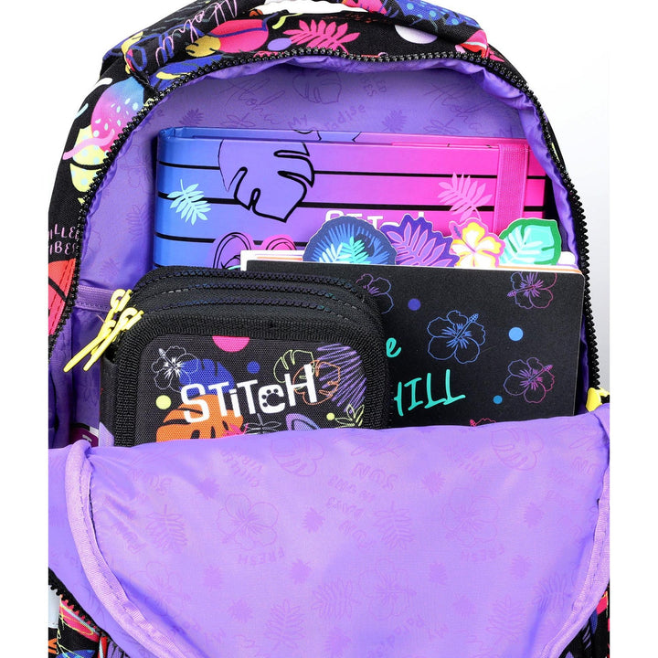 19 L Coolpack Jerry DISNEY STITCH školski ruksak, crni + CoolPack trodijelna kutija za olovke s dodatkom JUMPER 3 STITCH