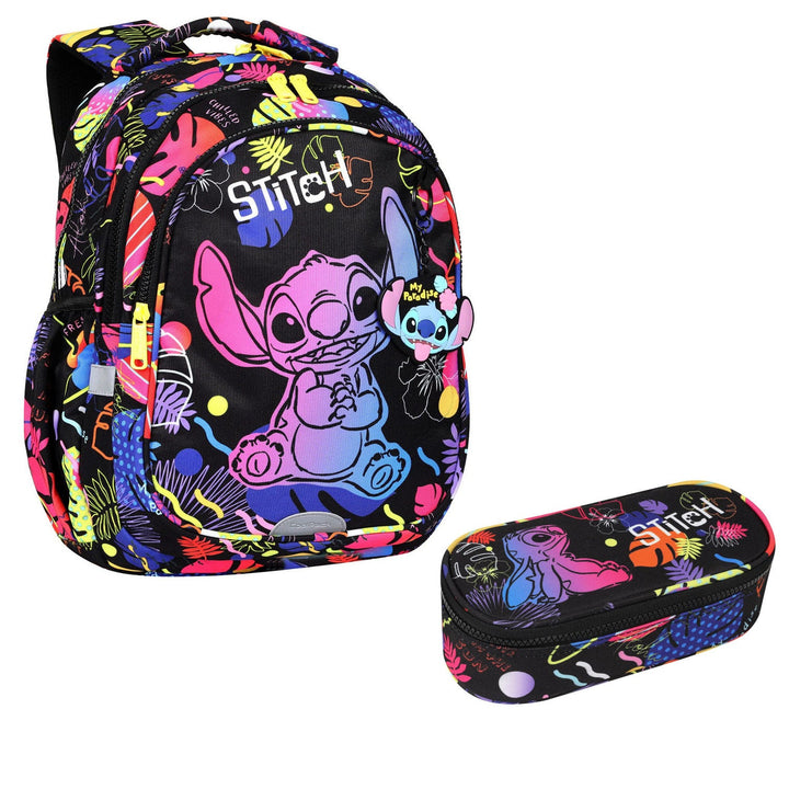 19 L Coolpack Jerry DISNEY STITCH crni školski ruksak + CoolPack Campus Disney Stitch F062886 ovalna školska futrola za olovke