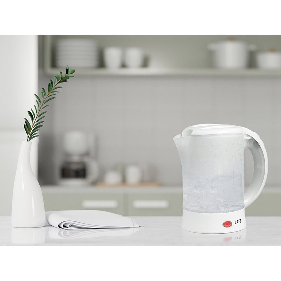 Lafe električni čajnik, putni, 600 W, kapacitet 0,6 l, 2 šalice, 2 čajne žličice, bijeli, Scandi