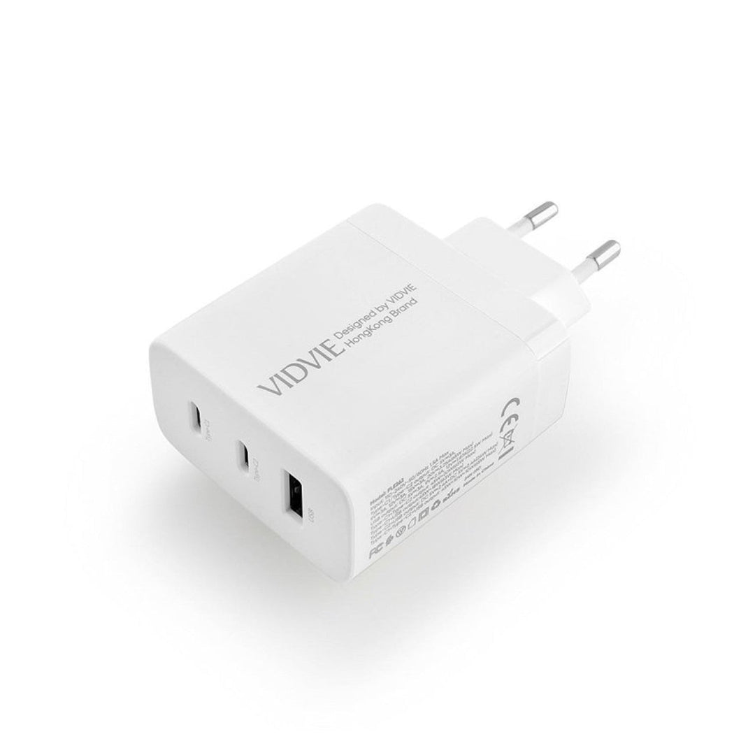 VIDVIE glavni punjač, 3 A, 65 W, 2x USB-C, 1x USB, kabel USB-C/USB-C, PLE262