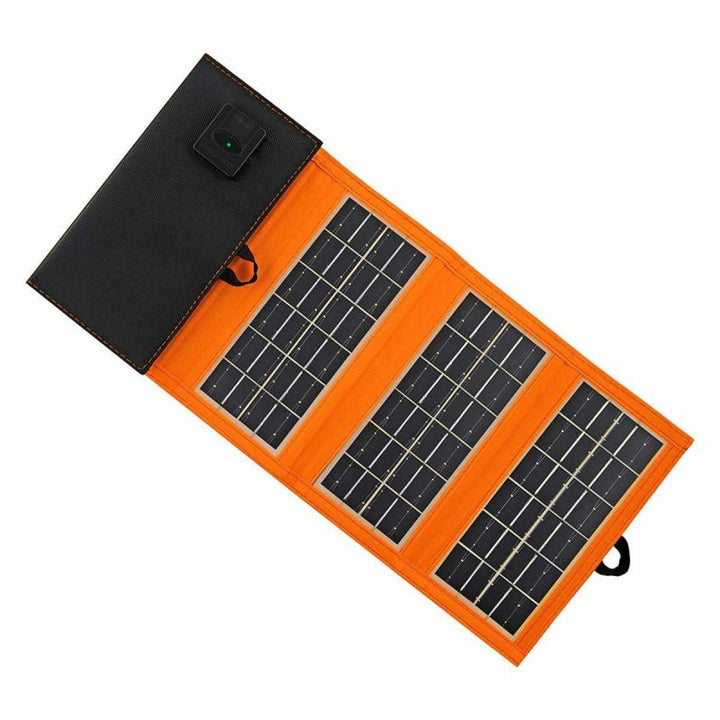 Solarni panel, punjač, 10 W, 1 USB priključak, crna i narančasta, A02