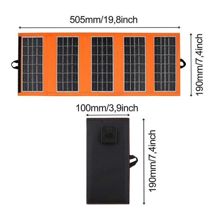 Solarni panel, punjač, 10 W, 1 USB priključak, crna i narančasta, A02