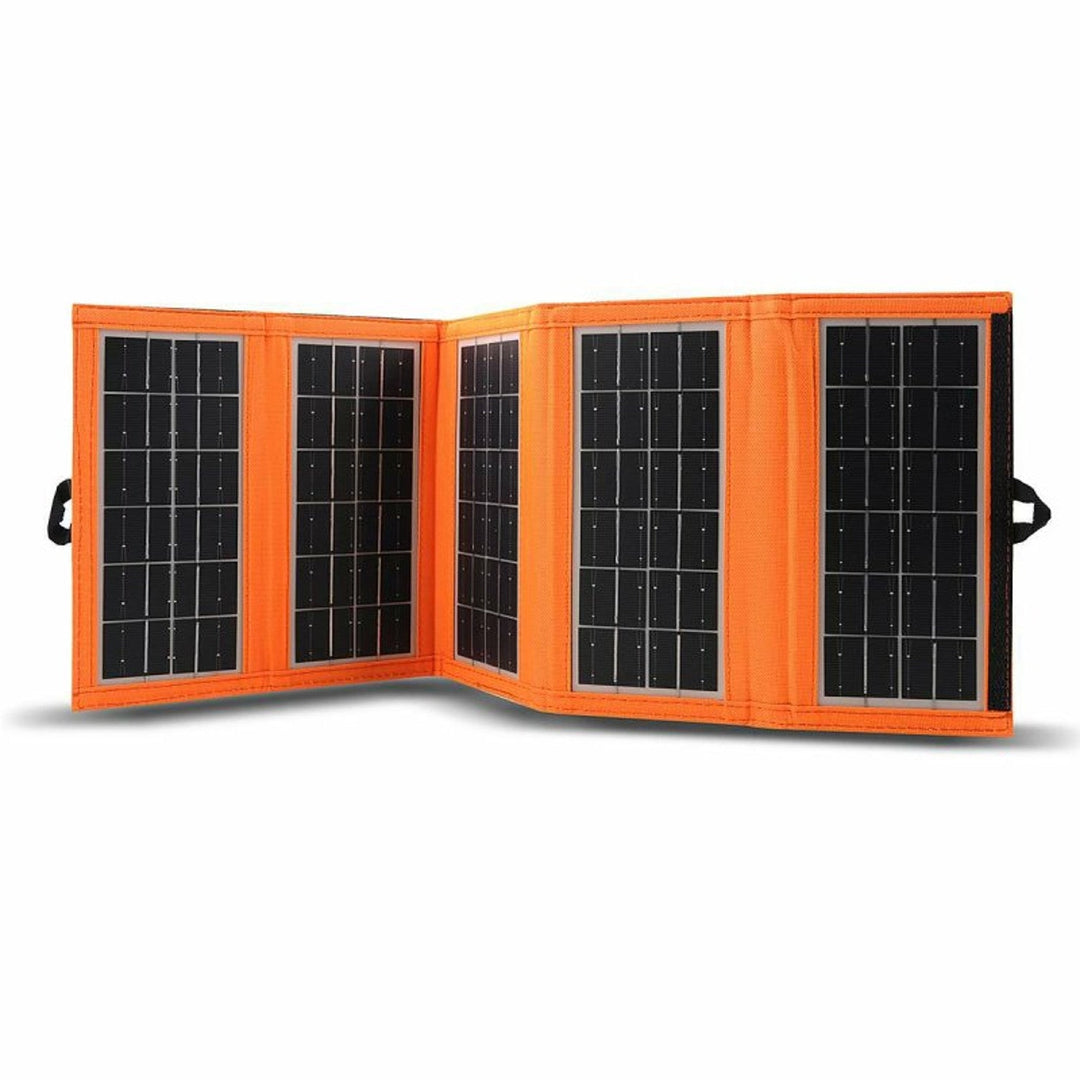 Solarni panel, punjač, 10 W, 1 USB priključak, crna i narančasta, A02